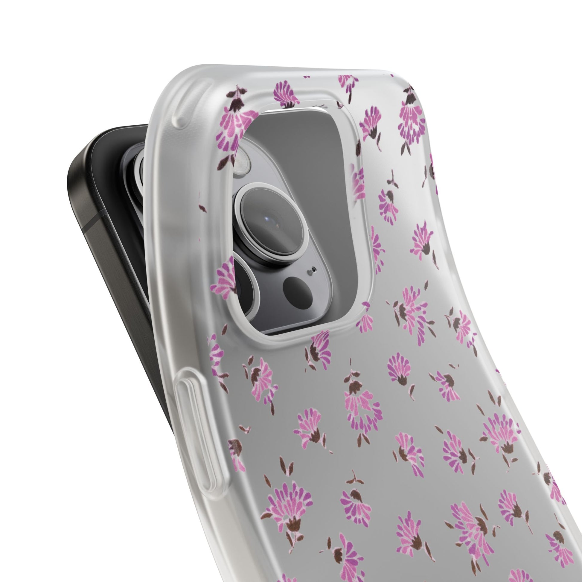 Floral Flexible Phone Case - Flower Pattern, Cute Gift for Her, Stylish Accessory, Spring Vibe, Lightweight Protective Cover- iPhone, Samsung, Gift Packaging - MahaCase