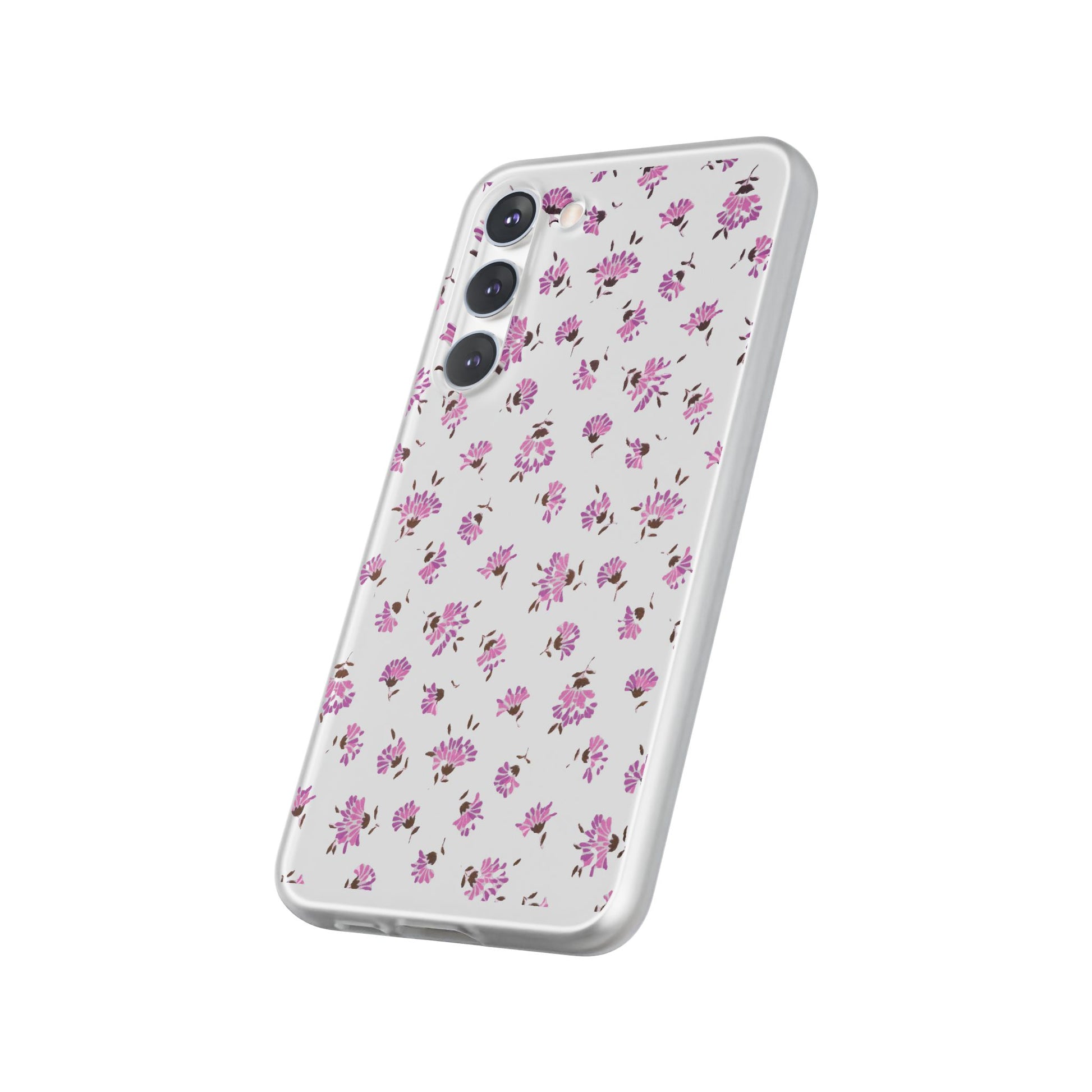 Floral Flexible Phone Case - Flower Pattern, Cute Gift for Her, Stylish Accessory, Spring Vibe, Lightweight Protective Cover- iPhone, Samsung, Gift Packaging - MahaCase