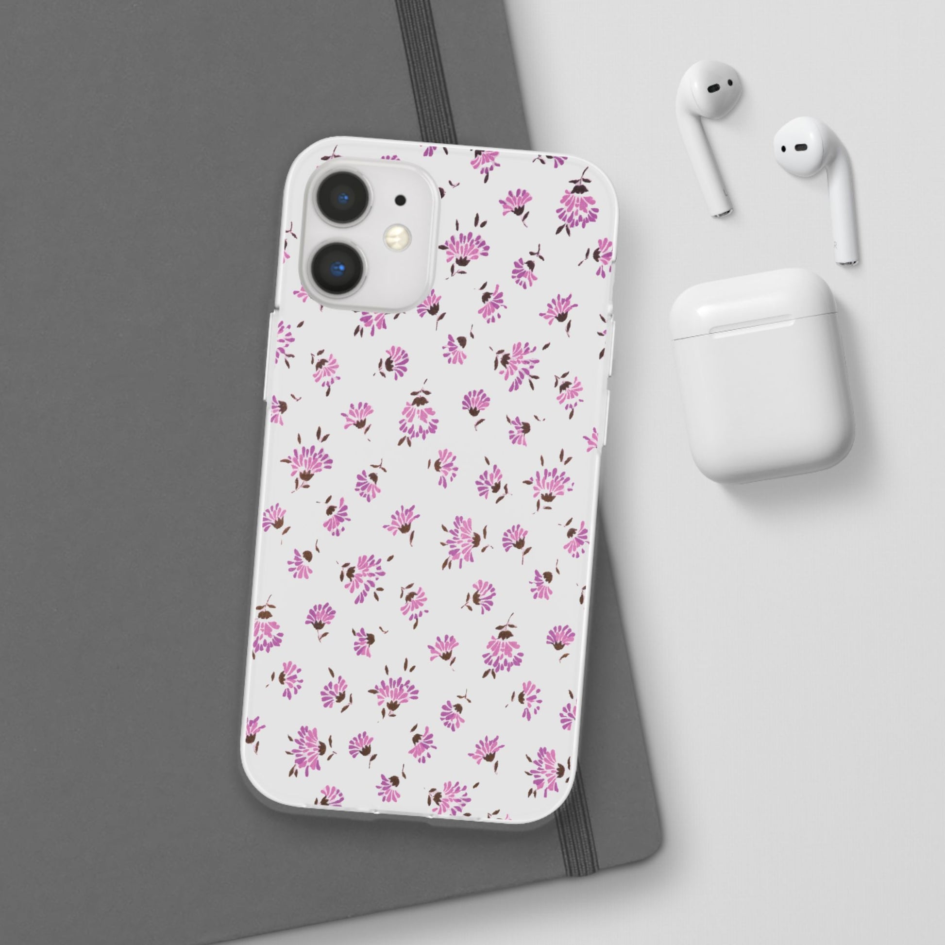 Floral Flexible Phone Case - Flower Pattern, Cute Gift for Her, Stylish Accessory, Spring Vibe, Lightweight Protective Cover- iPhone, Samsung, Gift Packaging - MahaCase