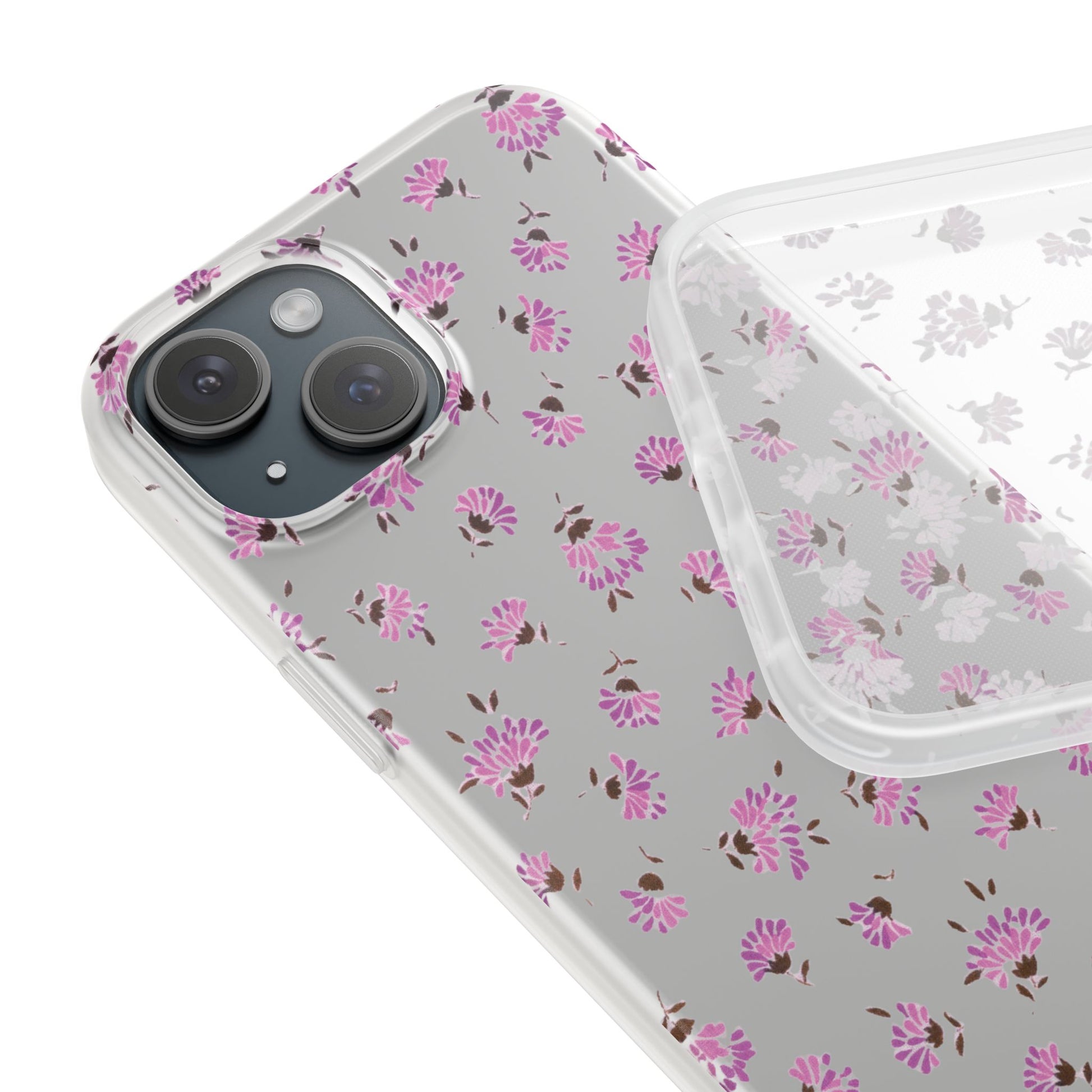 Floral Flexible Phone Case - Flower Pattern, Cute Gift for Her, Stylish Accessory, Spring Vibe, Lightweight Protective Cover- iPhone, Samsung, Gift Packaging - MahaCase