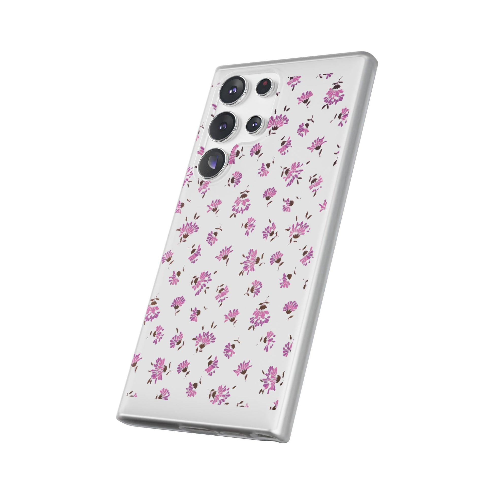 Floral Flexible Phone Case - Flower Pattern, Cute Gift for Her, Stylish Accessory, Spring Vibe, Lightweight Protective Cover- iPhone, Samsung, Gift Packaging - MahaCase
