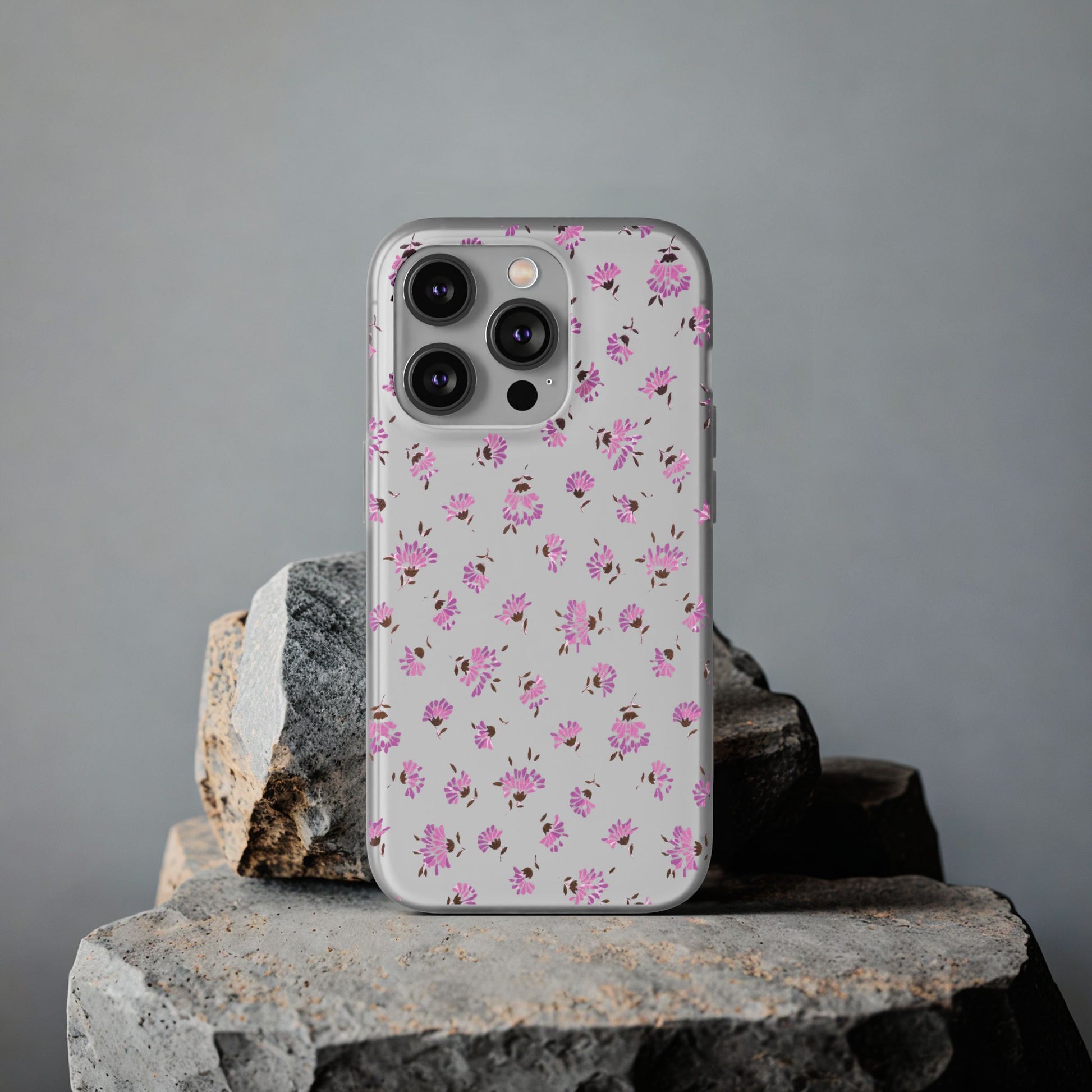 Floral Flexible Phone Case - Flower Pattern, Cute Gift for Her, Stylish Accessory, Spring Vibe, Lightweight Protective Cover- iPhone, Samsung, Gift Packaging - MahaCase