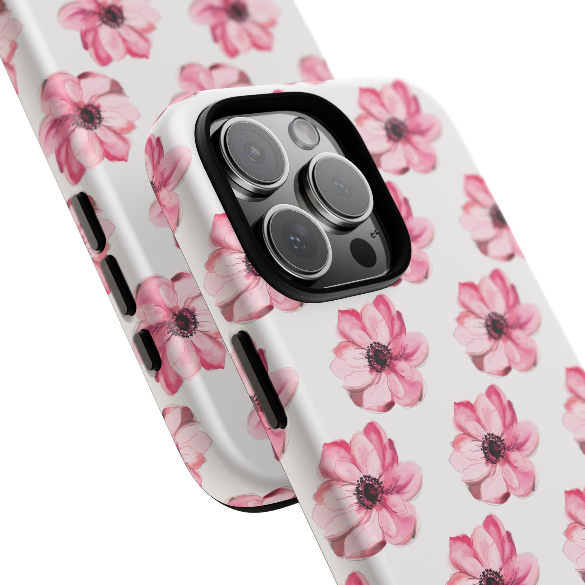 Floral Tough Phone Case - Stylish Protection with Pink Flowers - iPhone Samsung Galaxy Google Pixel - MahaCase