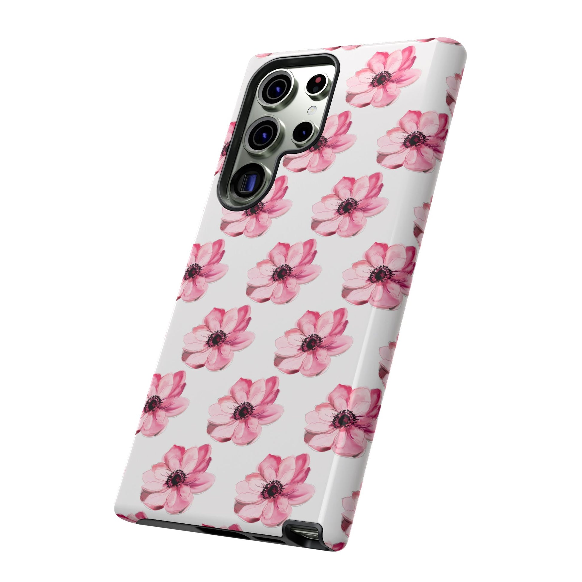 Floral Tough Phone Case - Stylish Protection with Pink Flowers - iPhone Samsung Galaxy Google Pixel - MahaCase