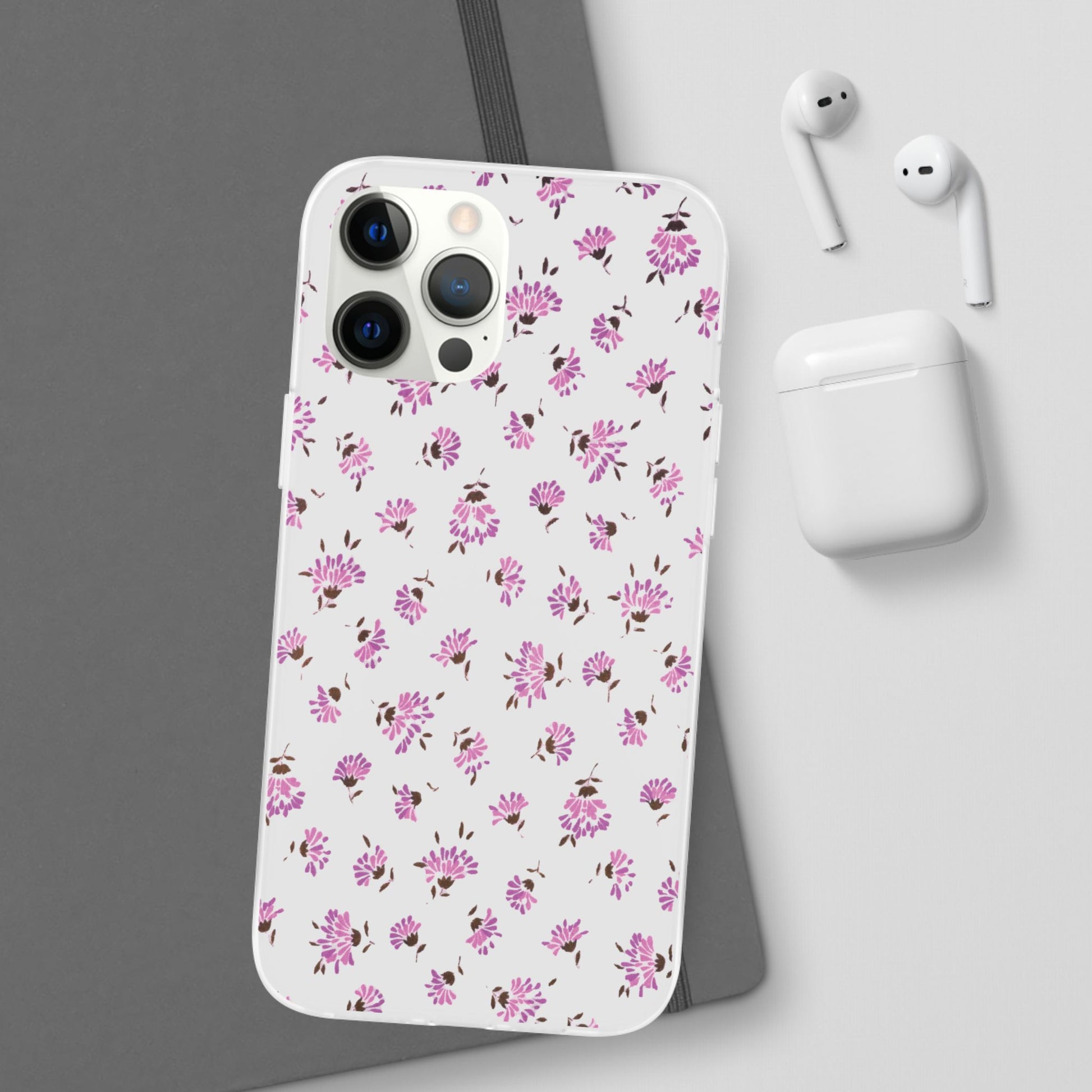 Floral Flexible Phone Case - Flower Pattern, Cute Gift for Her, Stylish Accessory, Spring Vibe, Lightweight Protective Cover- iPhone, Samsung, Gift Packaging - MahaCase