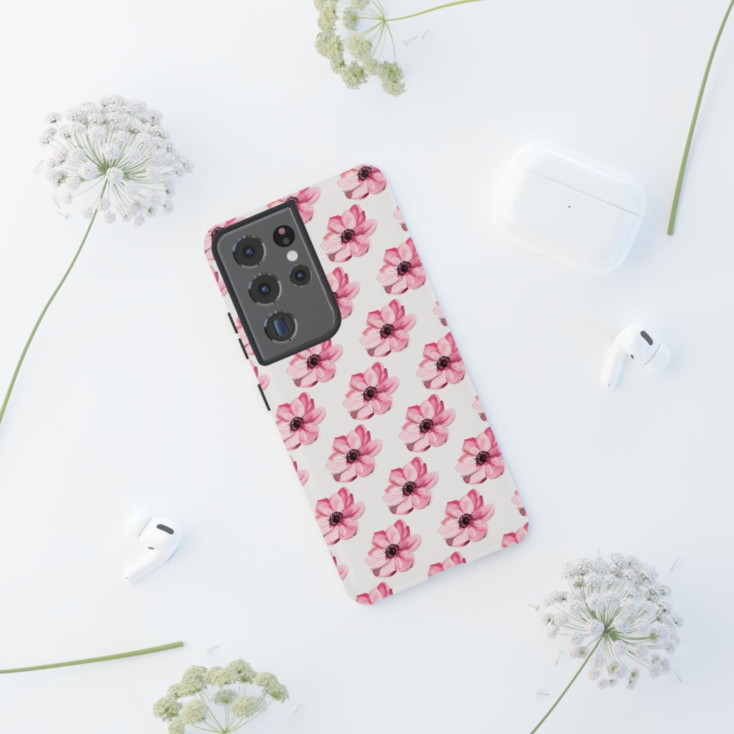Floral Tough Phone Case - Stylish Protection with Pink Flowers - iPhone Samsung Galaxy Google Pixel - MahaCase