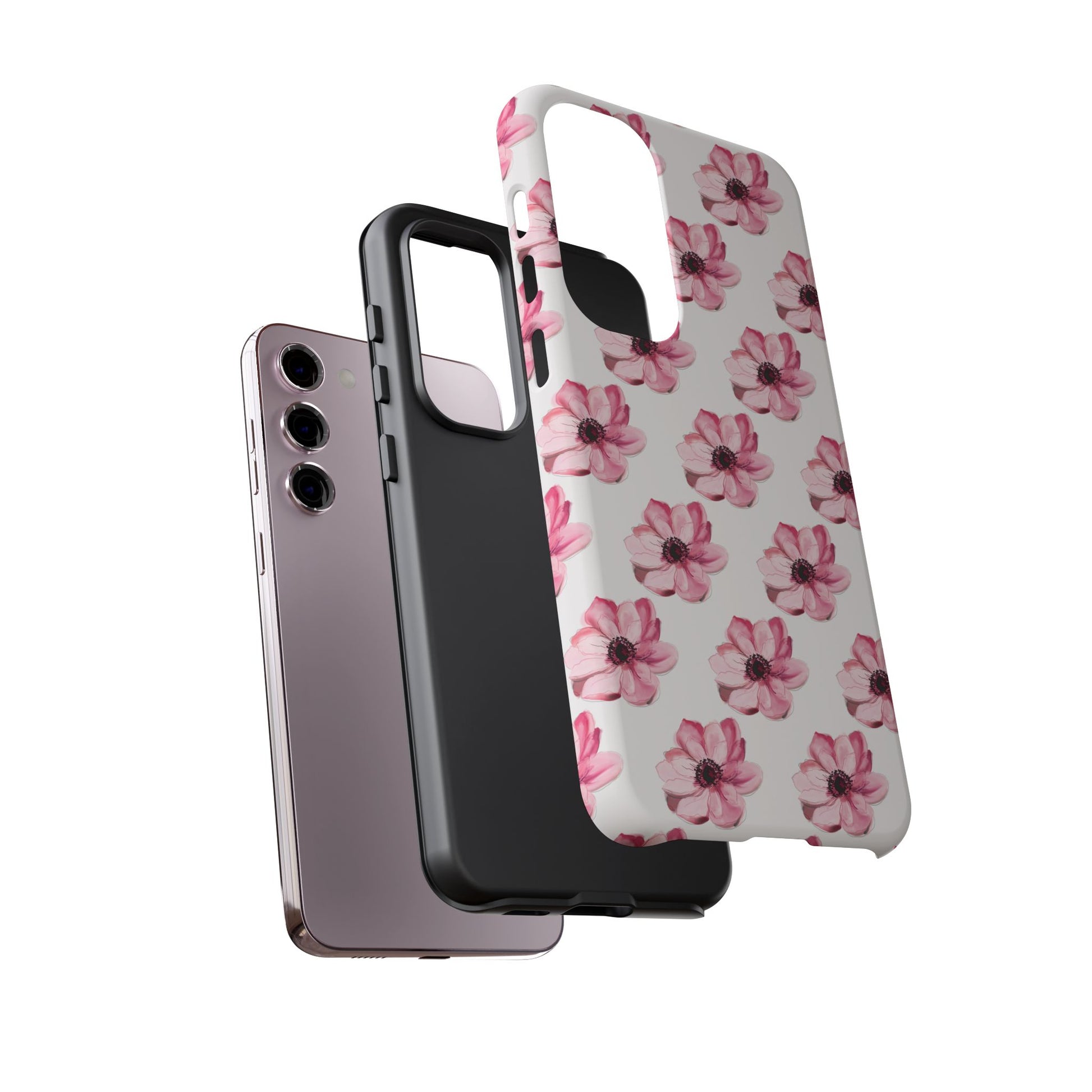 Floral Tough Phone Case - Stylish Protection with Pink Flowers - iPhone Samsung Galaxy Google Pixel - MahaCase